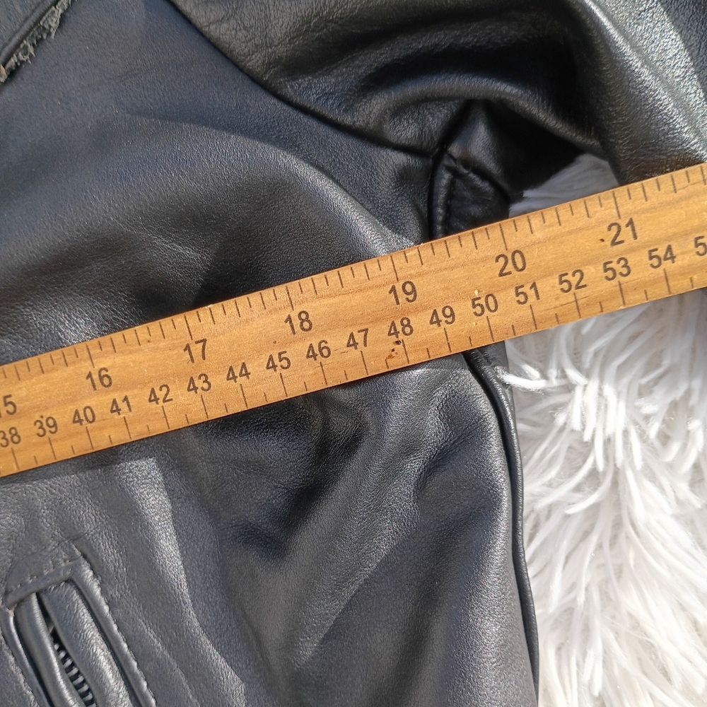 Steer Brand Black Leather Moto Jacket Belted Zip Front Size 14 USA - Picture 10 of 15